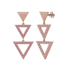 Pembe kuvars 18 ayar rose altın küpe