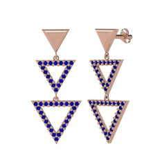Lab safir 18 ayar rose altın küpe
