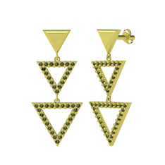 Orya Üçgen Küpe - Peridot 18 ayar altın küpe #3wslo8