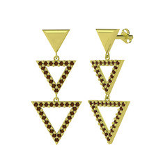 Orya Üçgen Küpe - Dumanlı kuvars 18 ayar altın küpe #9ms9qi