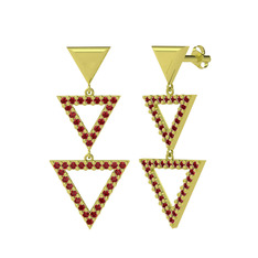 Orya Üçgen Küpe - Garnet 14 ayar altın küpe #nkfj9s