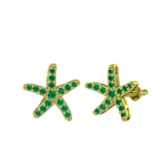Denizyıldızı Küpe - Yeşil kuvars 18 ayar altın küpe #en8o9v