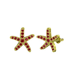 Denizyıldızı Küpe - Garnet 8 ayar altın küpe #f3xso4