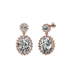 Fennel Küpe - Beyaz zirkon ve swarovski 14 ayar rose altın küpe #119e4eg