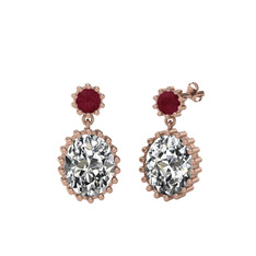 Fennel Küpe - Kök yakut ve swarovski 925 ayar rose altın kaplama gümüş küpe #13obqcl