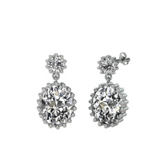 Beyaz zirkon ve swarovski 8 ayar beyaz altın küpe