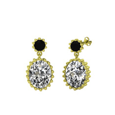 Fennel Küpe - Siyah zirkon ve swarovski 14 ayar altın küpe #15p44lc