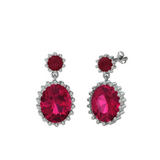 Kök yakut ve rodolit garnet 925 ayar gümüş küpe