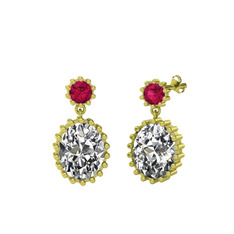 Rodolit garnet ve swarovski 14 ayar altın küpe