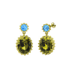 Fennel Küpe - Akuamarin ve peridot 18 ayar altın küpe #1bv13d7