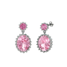 Fennel Küpe - Pembe kuvars 925 ayar gümüş küpe #1en21c6