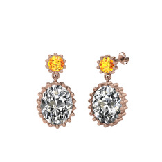 Fennel Küpe - Sitrin ve swarovski 925 ayar rose altın kaplama gümüş küpe #1frtr68