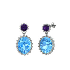 Fennel Küpe - Ametist ve akuamarin 925 ayar gümüş küpe #1h424ec