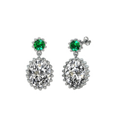 Fennel Küpe - Yeşil kuvars ve swarovski 14 ayar beyaz altın küpe #1ip7tez