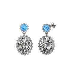 Akuamarin ve swarovski 925 ayar gümüş küpe