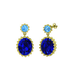 Fennel Küpe - Akuamarin ve lab safir 14 ayar altın küpe #1j2ad3w