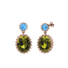 Fennel Küpe - Akuamarin ve peridot 14 ayar rose altın küpe #1kswx4e