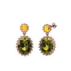Fennel Küpe - Sitrin ve peridot 8 ayar rose altın küpe #1kzo90m