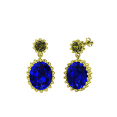 Fennel Küpe - Peridot ve lab safir 18 ayar altın küpe #1ppno7v