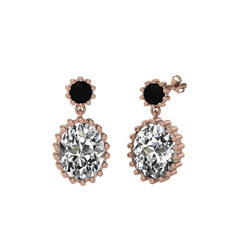 Fennel Küpe - Siyah zirkon ve swarovski 8 ayar rose altın küpe #1qhzr9y