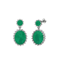 Fennel Küpe - Kök zümrüt 18 ayar beyaz altın küpe #1qk7es9