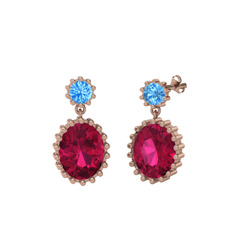 Fennel Küpe - Akuamarin ve rodolit garnet 925 ayar rose altın kaplama gümüş küpe #1qv570u
