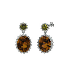 Fennel Küpe - Peridot ve dumanlı kuvars 925 ayar gümüş küpe #1r3e8rs