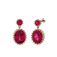 Fennel Küpe - Rodolit garnet 18 ayar rose altın küpe #2r4zsi