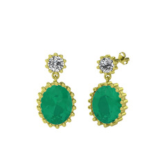 Fennel Küpe - Swarovski ve kök zümrüt 18 ayar altın küpe #46p1m3