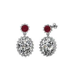 Fennel Küpe - Kök yakut ve swarovski 8 ayar beyaz altın küpe #4lv79i