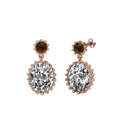 Fennel Küpe - Dumanlı kuvars ve swarovski 14 ayar rose altın küpe #59h6qr