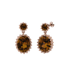 Fennel Küpe - Dumanlı kuvars 18 ayar rose altın küpe #ahgy82