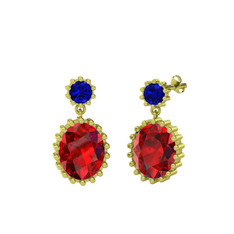 Fennel Küpe - Lab safir ve garnet 925 ayar altın kaplama gümüş küpe #bdh8k7