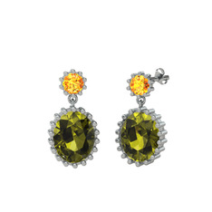 Fennel Küpe - Sitrin ve peridot 14 ayar beyaz altın küpe #bw6ug1
