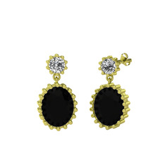 Swarovski ve siyah zirkon 18 ayar altın küpe