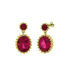Fennel Küpe - Kök yakut ve rodolit garnet 14 ayar altın küpe #fivne5
