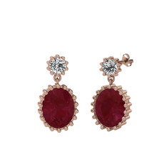 Fennel Küpe - Swarovski ve kök yakut 14 ayar rose altın küpe #fpzcs5