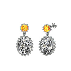 Fennel Küpe - Sitrin ve swarovski 18 ayar beyaz altın küpe #g8k9ij