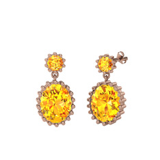 Fennel Küpe - Sitrin 14 ayar rose altın küpe #gpiuxt