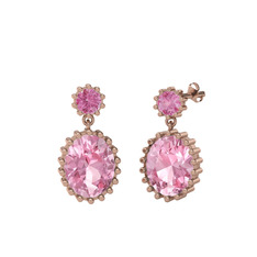 Fennel Küpe - Pembe kuvars 18 ayar rose altın küpe #i76lnv