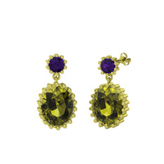 Fennel Küpe - Ametist ve peridot 14 ayar altın küpe #jf7ofl