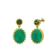 Fennel Küpe - Peridot ve kök zümrüt 14 ayar altın küpe #k39fi8