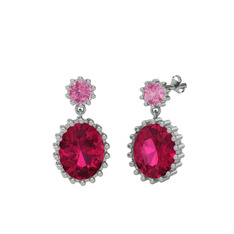 Fennel Küpe - Pembe kuvars ve rodolit garnet 14 ayar beyaz altın küpe #nmp0qp