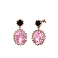 Fennel Küpe - Siyah zirkon ve pembe kuvars 14 ayar rose altın küpe #nu7ved