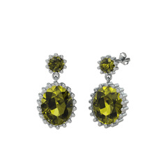 Peridot 8 ayar beyaz altın küpe