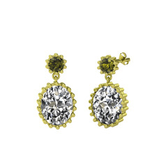 Fennel Küpe - Peridot ve swarovski 8 ayar altın küpe #q2g9ax