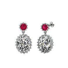 Fennel Küpe - Rodolit garnet ve beyaz zirkon 18 ayar beyaz altın küpe #qh5jpr