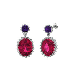 Fennel Küpe - Ametist ve rodolit garnet 925 ayar gümüş küpe #r34gmy