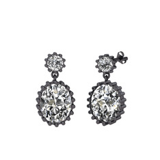Fennel Küpe - Beyaz zirkon ve swarovski 925 ayar siyah rodyum kaplama gümüş küpe #sh2ndi