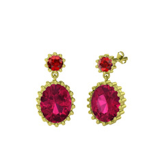 Garnet ve rodolit garnet 14 ayar altın küpe